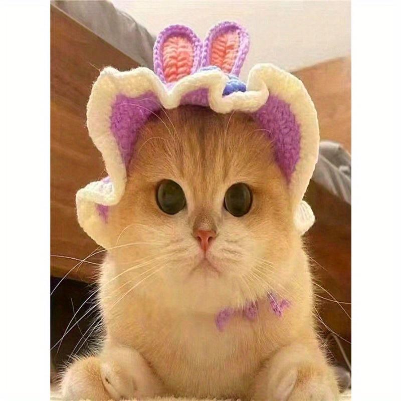 1pc Handmade Crochet Sun Hat For Pets, Suitable For Dogs And Cats Under 8kg