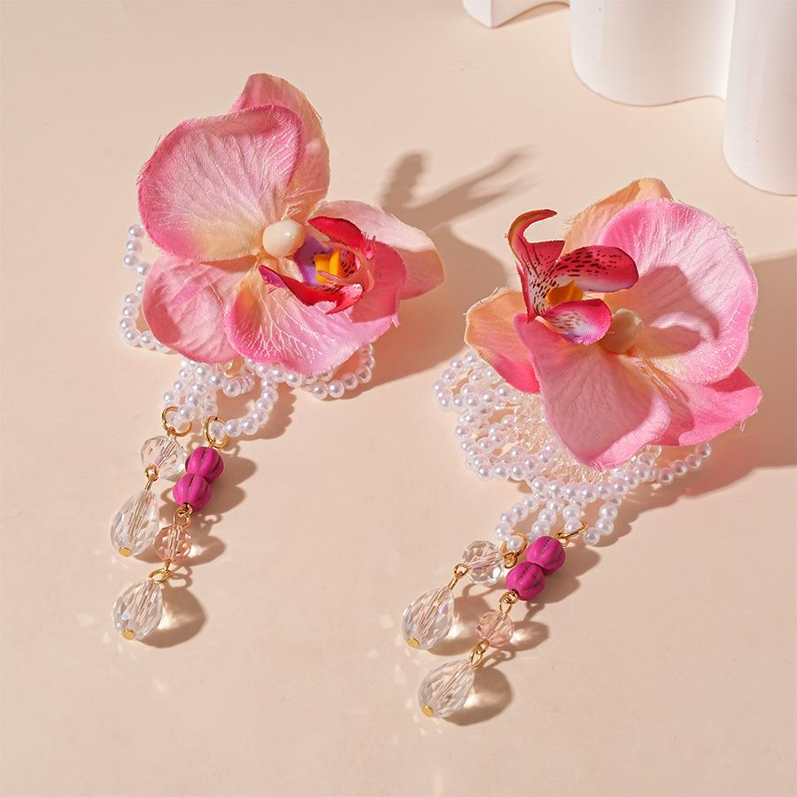 

Элегантные серьги-цветы из искусственного жемчуга и кристаллов для женщин