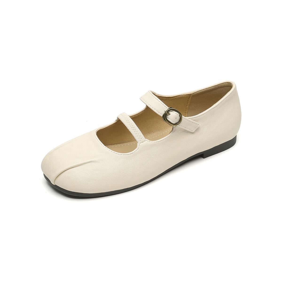 

Женская обувь 2025 года Новые удобные туфли Мэри Джейн на мягкой подошве Ремешок с пряжкой Балетки Лаконичные туфли-лодочки с мелким вырезом 35 абрикосовый