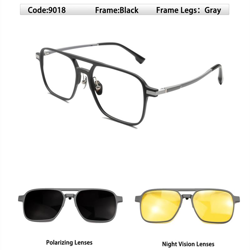 Magnetic Clip On Glasses Women Driving Polarised Polygonal Optical Myopia Eyewear Men Custom Prescription Glasses Frame