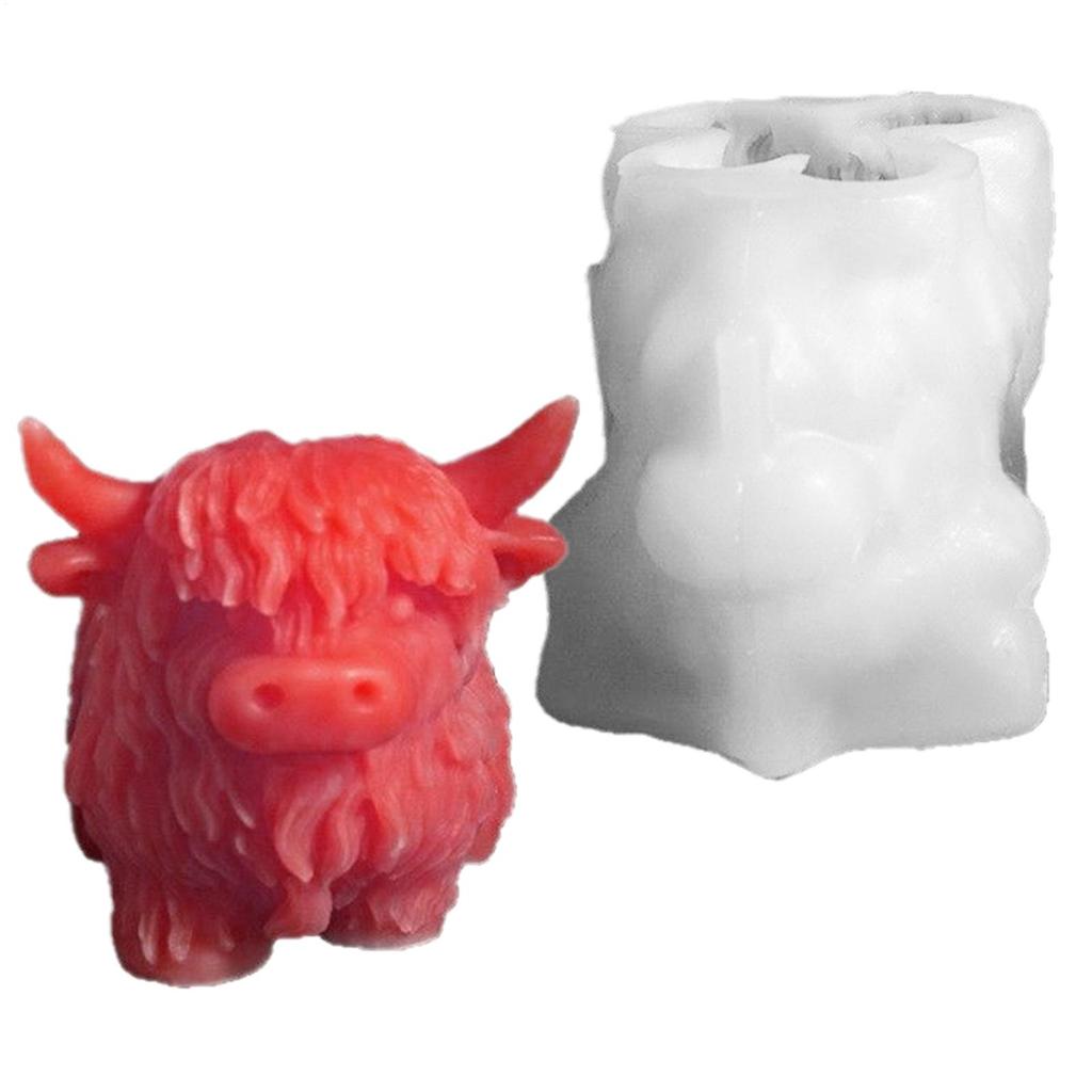 1pc Highland Cow Silicone Candle Mold - Reusable Animal Shaped Mold for DIY Handmade Candles, Plaster & Resin Crafts - Farmhouse