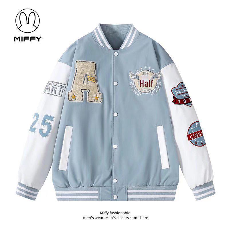 Jachetă de baseball brodată în stil retro american de colegiu pentru tineri