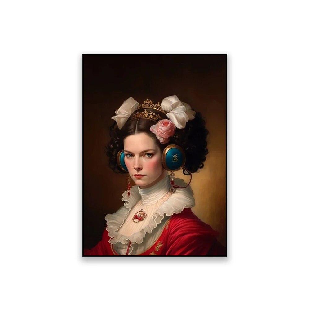 

Измененное искусство Королевские наушники плакат настенная живопись маслом максималистские принты классический портрет холст живопись декор для галереи 21cm×30cm NoFrame