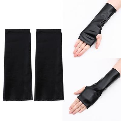 1 Pair Men Women PU Mittens Gothic Punk Leather Gloves Black Gloves Dress Up Halloween Cosplay Hip-Hop Dance