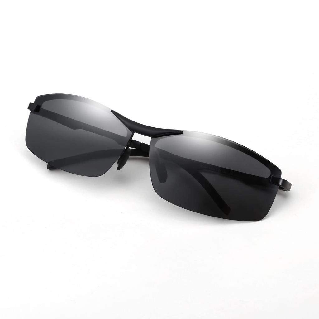 FEISEDY Photochromic Polarized Oval Perfect for and Outdoor UV Protection Men's Half-Rim Sunglasses, Fishing, Driving, Baseball, Golf, Running,