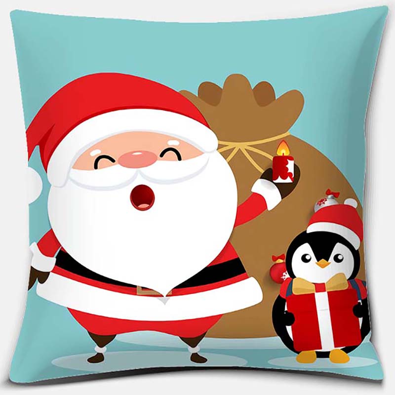 Santa Print Series Pattern Pillowcase Square Pillowcase Home Office Decoration Pillowcase