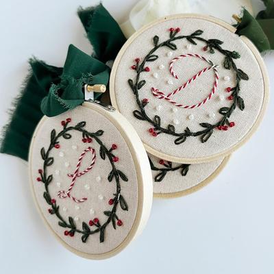 Yousheng DIY Embroidered Christmas Ornament Embroidered Initial Crafting Kit Mini Christmas Embroidery Kit for Beginners Xmas Tree Decor