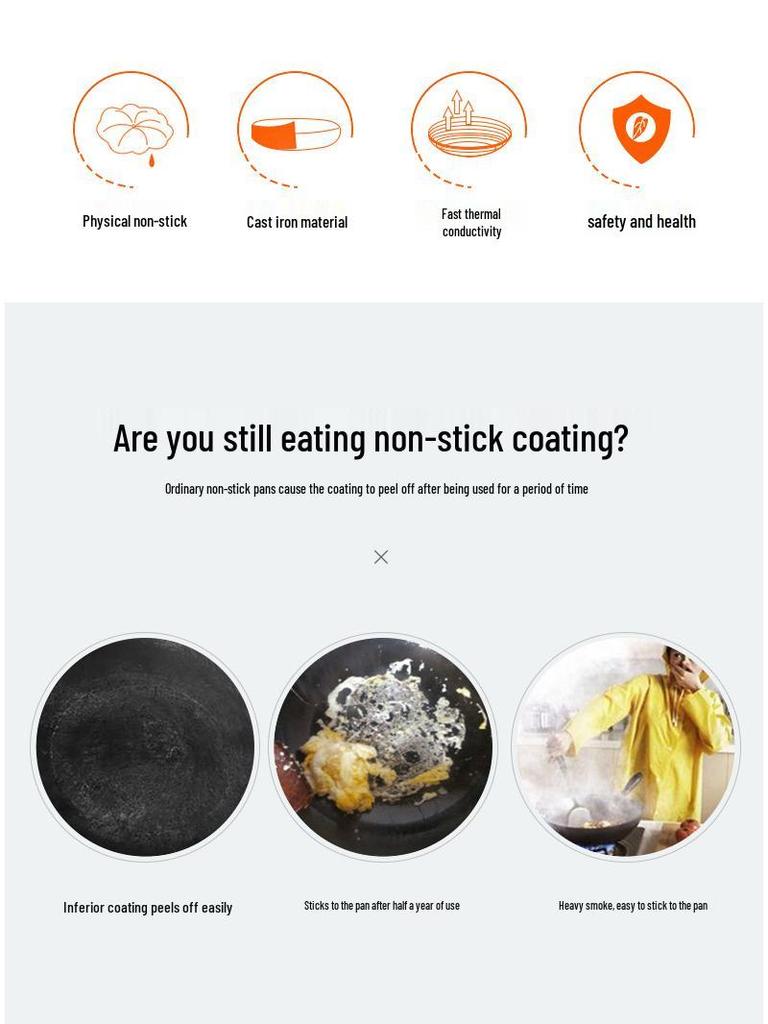 Cast Iron Flat-Bottomed Frying Pan: Double-Ear Water-Fried Bun, Thick Pizza & Pancake Griddle