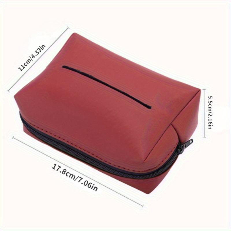 Nappa Faux Leather Car Tissue Box Holder - Durable PU Material, Sun Visor Backseat Organizer with Fix Strap, Ideal for Center Console Armrest