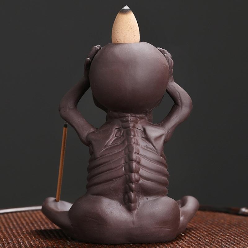 Skull Shape Backflow Incenses Cones Holder, Ceramics Furnaces Incenses Burners Holder for Home Craft