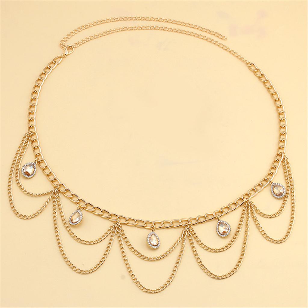 Multilayer Waist Belt Stylish for Stage Dance Music Festival Jeans Dress Belt Body Jewelry Chain Metallic Belly Dance