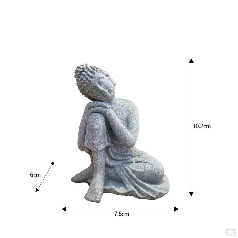 Meditierende Statuendekoration Buddha-Statue, Heimdekorationsfigurine, Grau, Schlafender Buddha, Klein