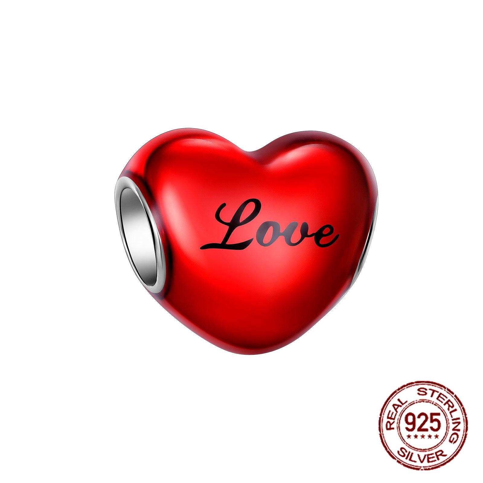 

S925 Стерлингового Серебра Красного Цвета Серии Подвески В Форме Сердца Бусины Подходит Оригинальные Браслеты Ювелирные Изделия На Пригодность Подарки Аксессуары DiyAccessories