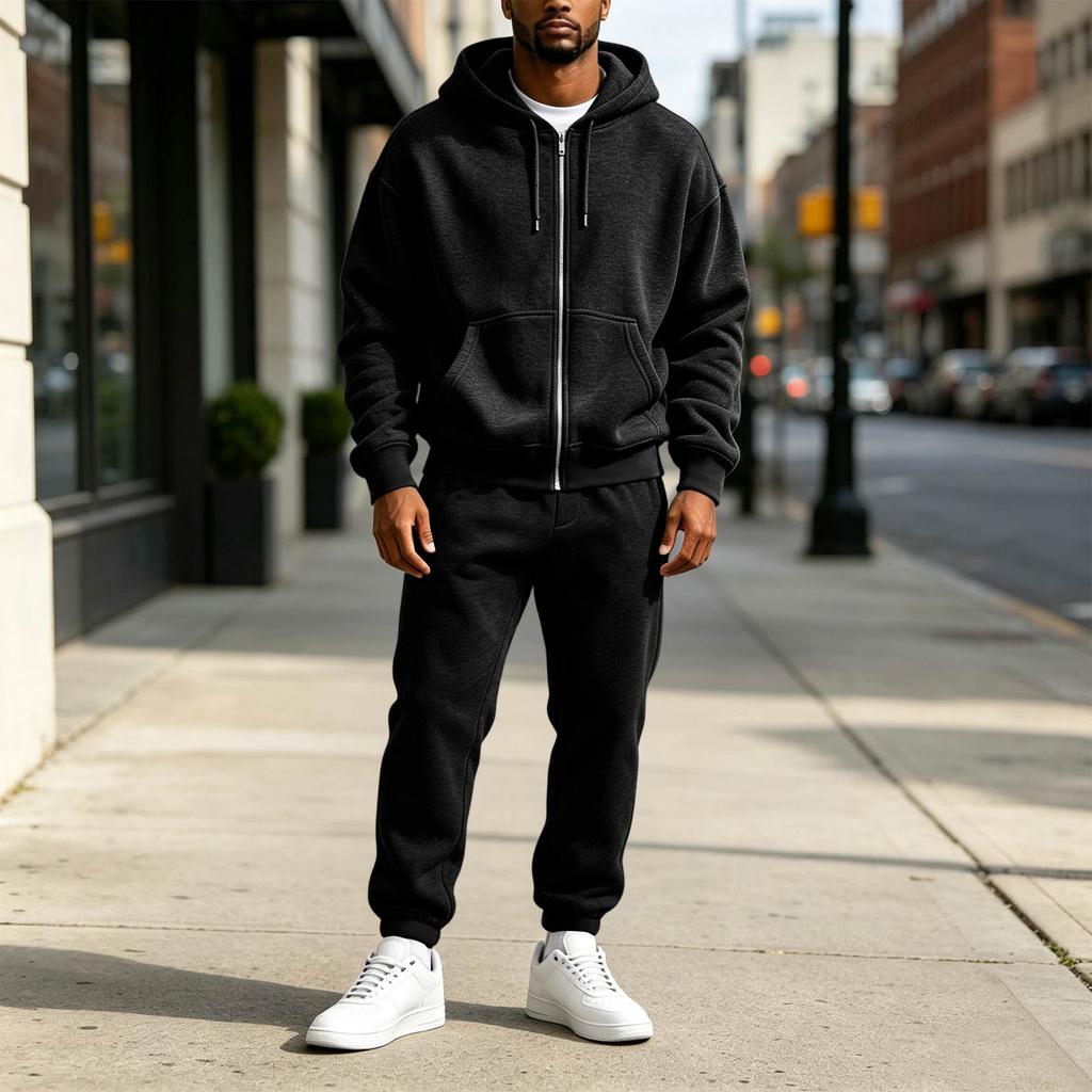 Men's Color Sweatshirt Track Suit Casual Athletic Set for Spring and Fall Outdoor Training
