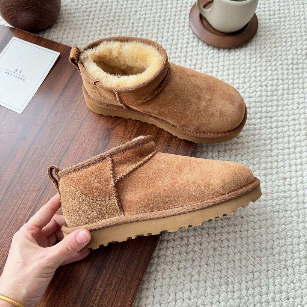 Henan Sangpo Snow Boots Women's Fur Integrated Short Tube Snow Cotton Flat-soled Wool Velvet Warm Cotton Shoes 2025 Winter