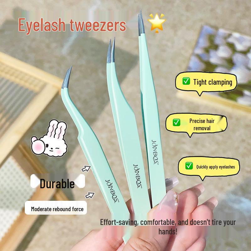 Jiaobosi Gold Feather False Eyelash Tweezers - Beginner Makeup Tool for Eyelash Grafting and Expert Application