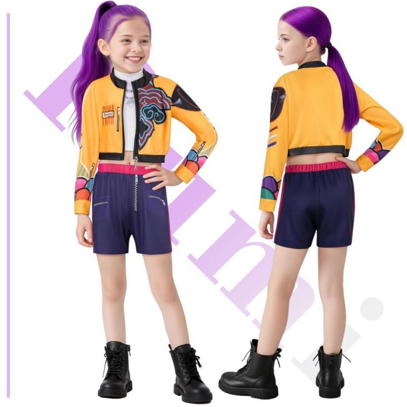 2025 Barn Rumi Zoey Mira 3D-print Cosplay-kostyme Halloween Karneval K-Pop Hunters Jentegruppe Idol Rollespill Utkledning Antrekk