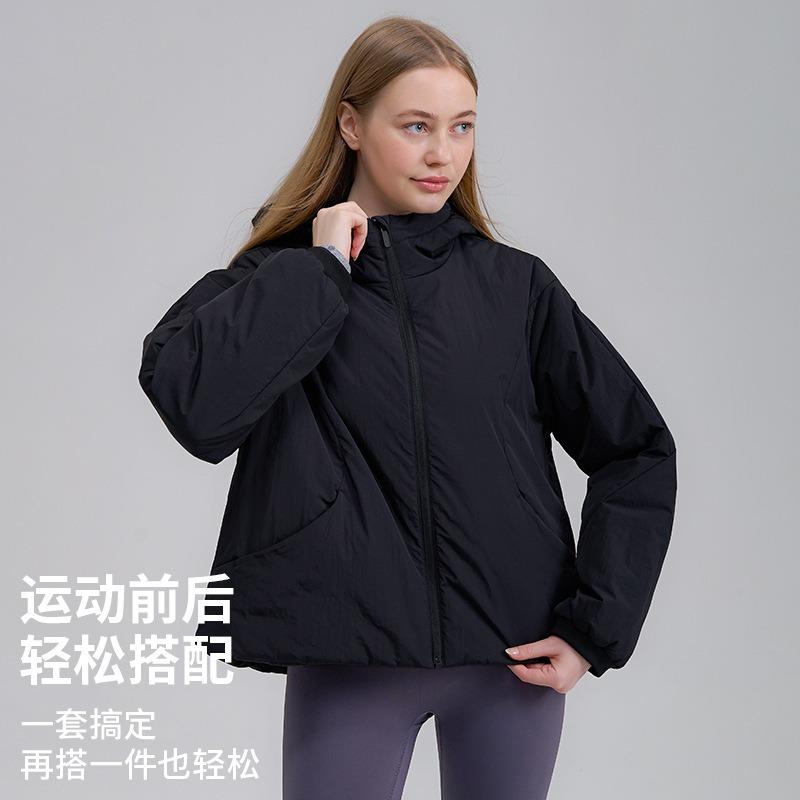 Autumn and winter coat padded clothes women's high-end hooded padded jacket loose short warm new zipper windproof top
