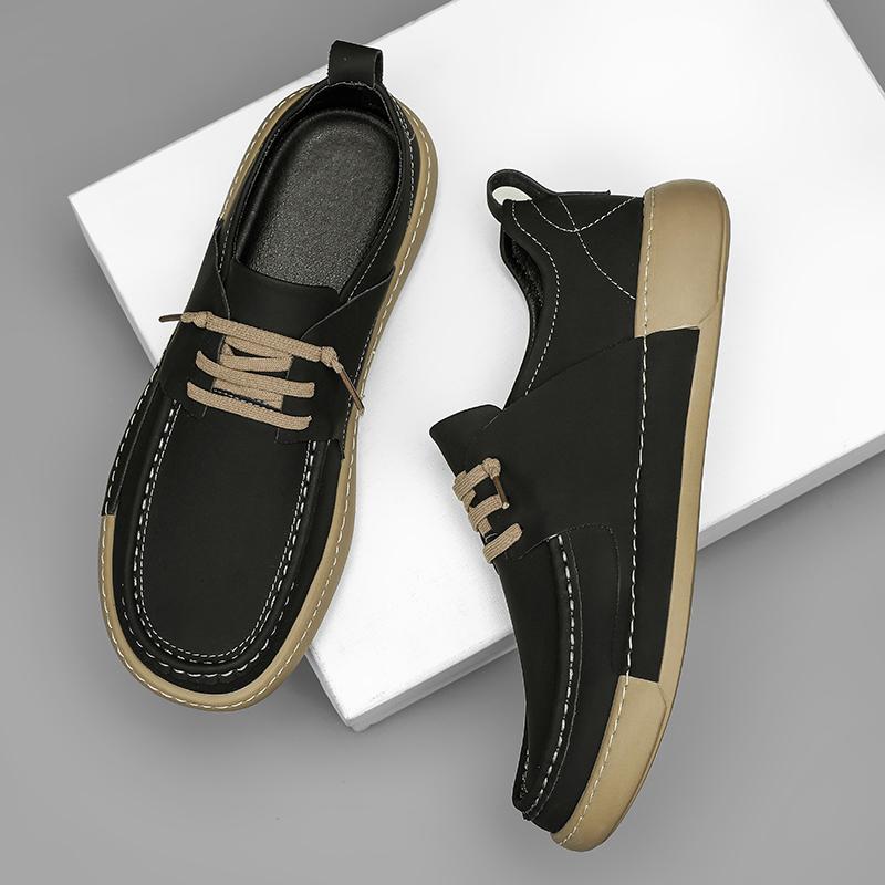 Fashion High Quality Men Shoes Fashion Hot Sale Business Casual Leather Men Shoes Lace-up Wear-Resistant Comfortable Men's Driving Shoes
