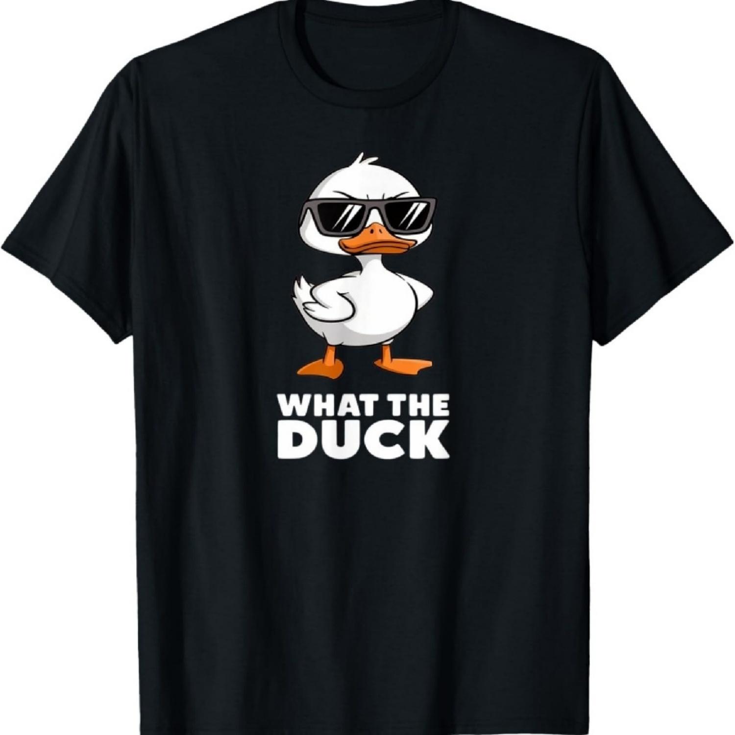 Восхитительно Другой Мир Футболка What the Duck - Унисекс-Взрослые, Черный, Маленький, Короткий рукав, Футболка S