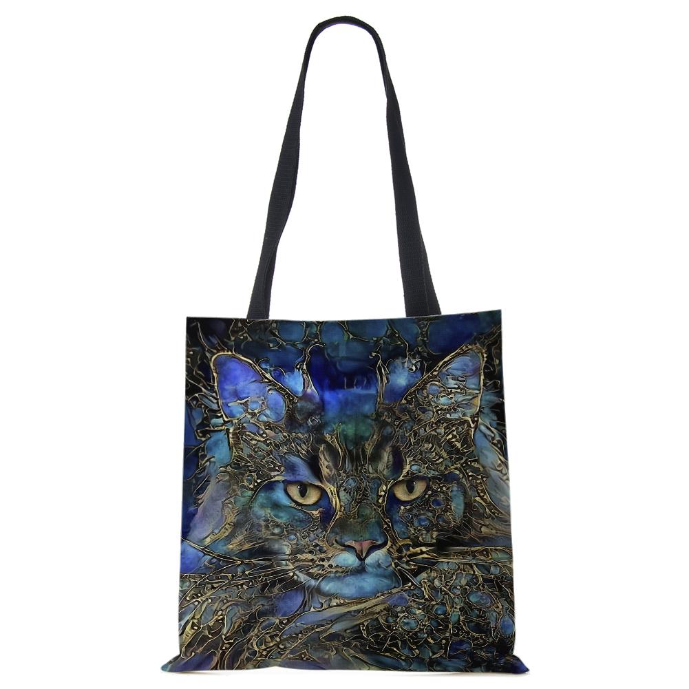 Spaudinys ant drobės nešiojamas ant peties krepšio leopardo pelėda, daugkartinio naudojimo laisvalaikio pirkėjo rankinė 2022 m. Moterų kelionių mokyklos sulankstomi paplūdimio krepšiai