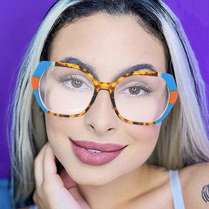 Popular Vintage Anti Blue Light Optical Big Glasses Women Luxury Brand Designer Myopia Prescription Colorful Eyewear  Frame