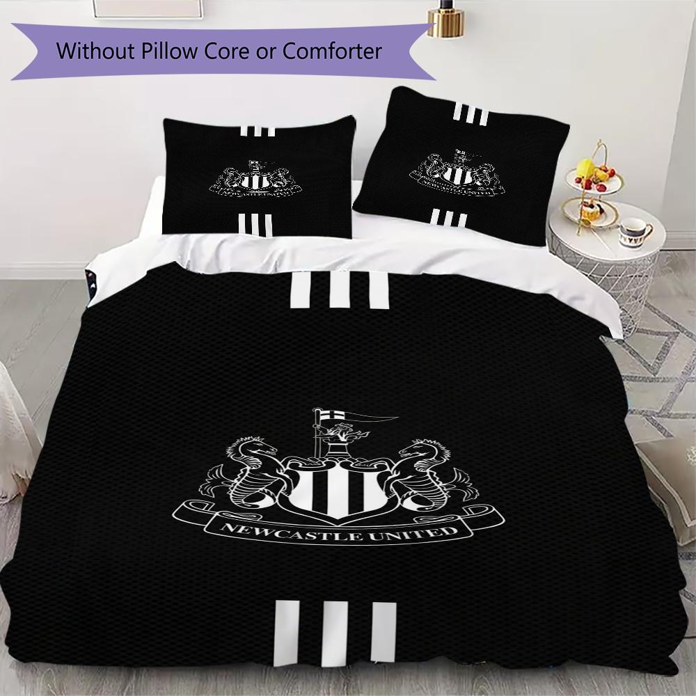 Newcastle United FC Muster Bettwäsche Steppset Bettbezug Kissenbezug Heimdekoration Geburtstagsgeschenk (1 * Bettbezug + 2 * Kissenbezug ohne Füllung)