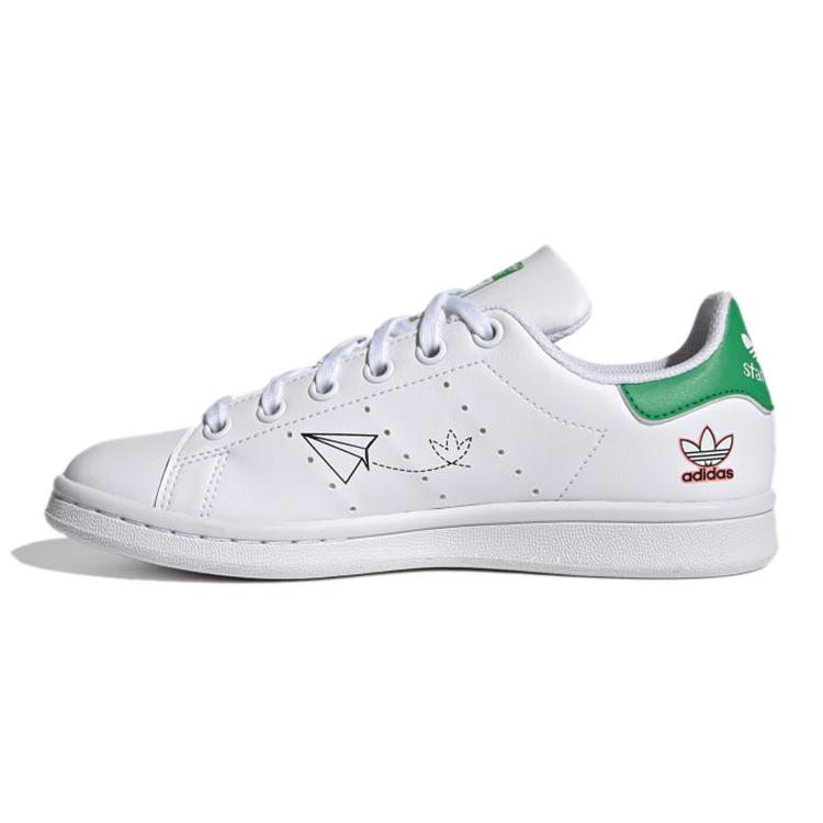 

Adidas Originals STAN SMITH J Kids Skateboarding Shoes Abrasion Resistant Low top Skateboard Shoes White Green FX5976 35.5