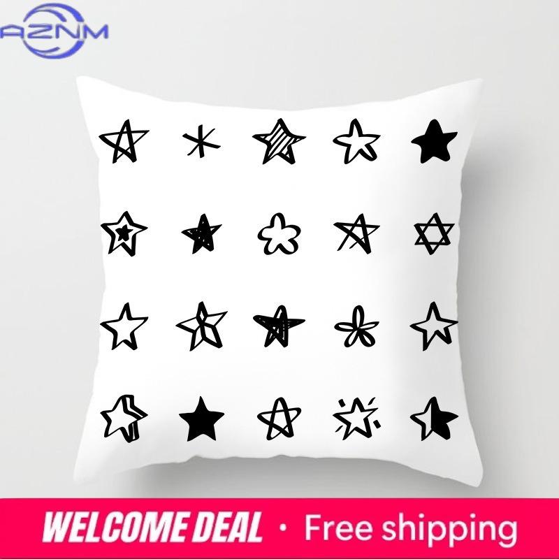 Nordic Black And White Geometric Polyester Cushion Cover Home Living Room Sofa Decoration Square Pillow 45X45Cm