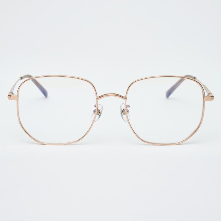 Alloaiweeo [Illusionist] Oversized Square Titanium Rose Gold Eyeglass Frame Il8403 2424G