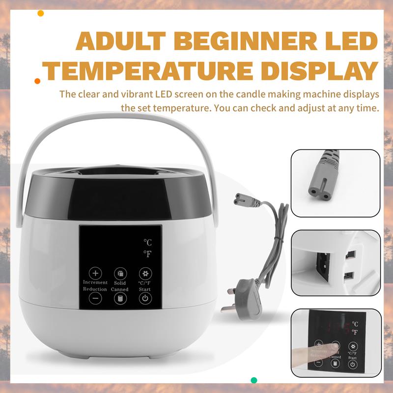 2025 Trend Topitor de Ceară pentru Fabricarea Lumânărilor Topitor de Ceară pentru Fabricarea Lumânărilor Afișaj LED de Temperatură Pentru Adulți Începători, Ceară de Soia UK Pl