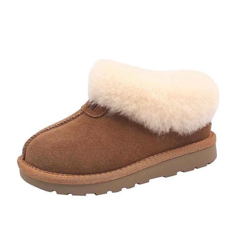 Kids Winter Snow Boots Girls Boys Warm Faux Suede Ankle With Real Wool Lining Soft Sole Toddler To Teen