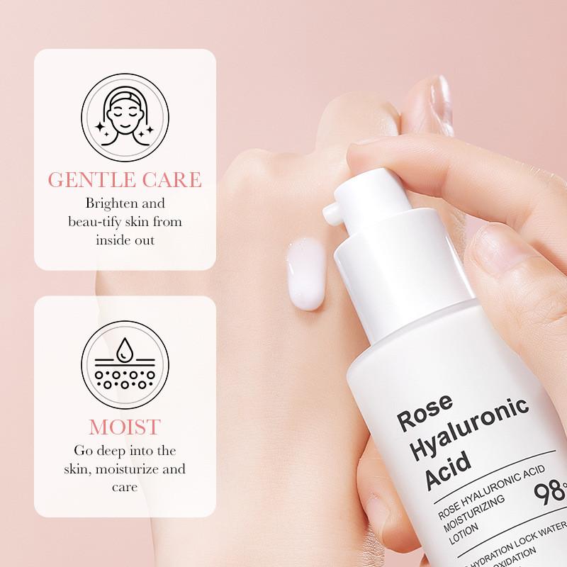 Bioaoua Rose Hyaluronic Moisturizing Lotion Hydrating Lightweight Non Greasy For All Skin Types 100ml