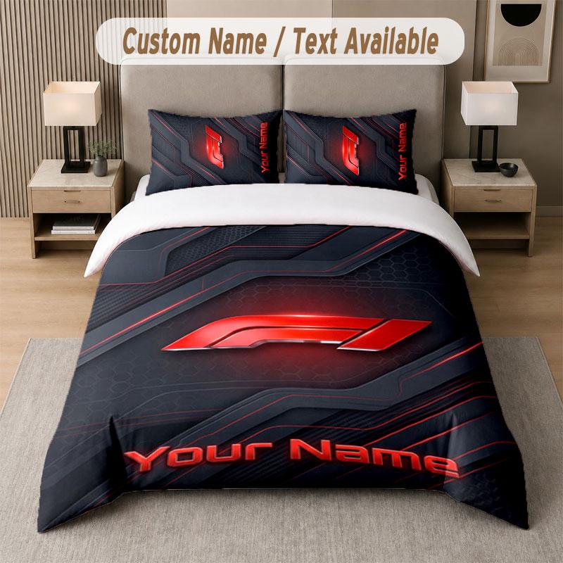 Set Biancheria da Letto Personalizzato Modello F1, Stampa Nome Testo 1 Copripiumino più 2 Federe Tessile per la Casa