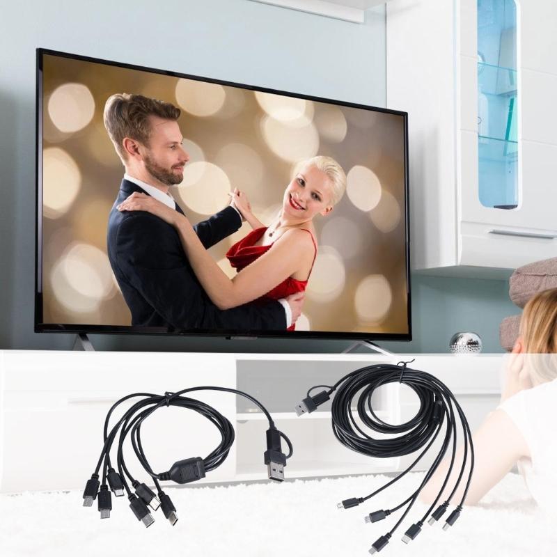 Multi Charging Cable 6Port USB Charging Cord with Type C and USB Connectors for Electronics 150cm/50cm Length