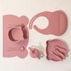 8PCS Silicone Baby Feeding Set Adjustable Bib Cartoon Bear Feeidng Dishes Plate Sucker Bowl Cup Cutlery Children's Tableware