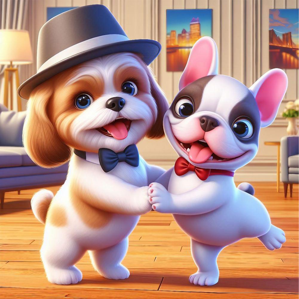 

5D DIY Полная круглая дрель Алмазная картина Щенок Бадди Декор для дома и офиса Ремесло