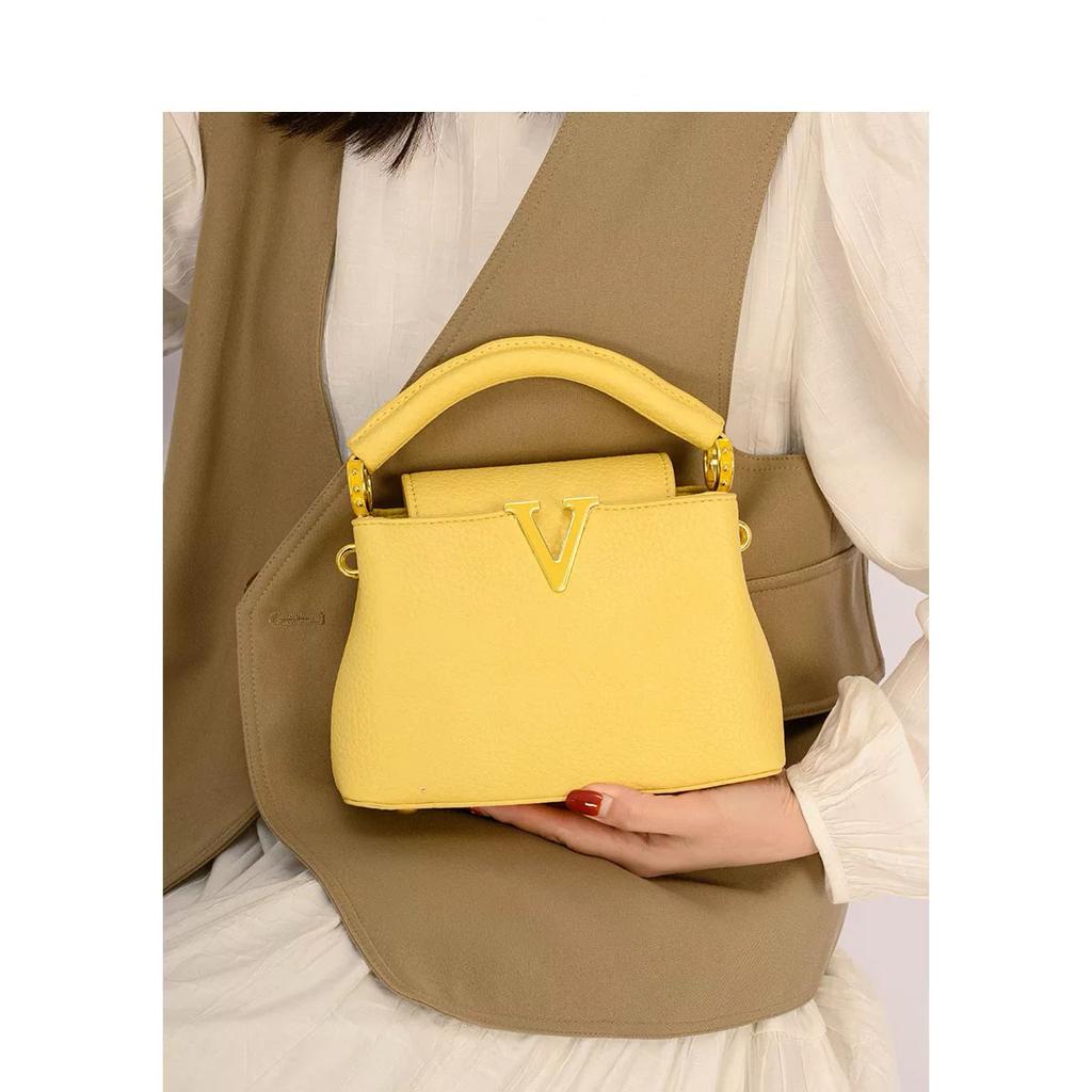 Luxury Fashi Leather Women Handbags 2026 Summer New Small Shoulder Crossbody Bag Portable V Letter Shell Messenger Bags
