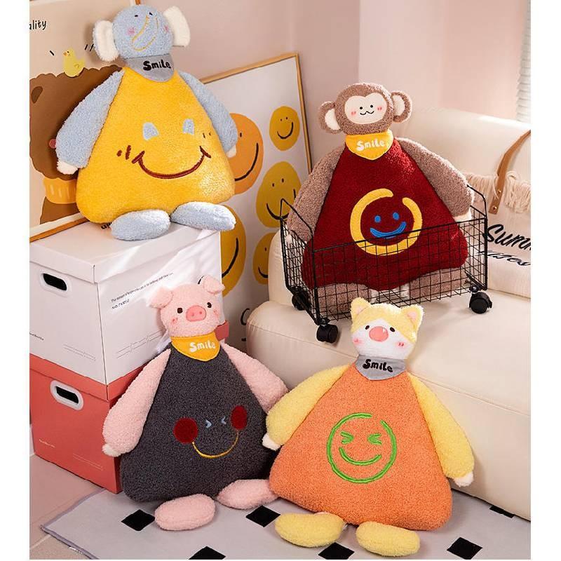 Elephant Cute Smile Cat Monkey Pig Plush Toy Cartoon Girl Living Room Doll Sofa