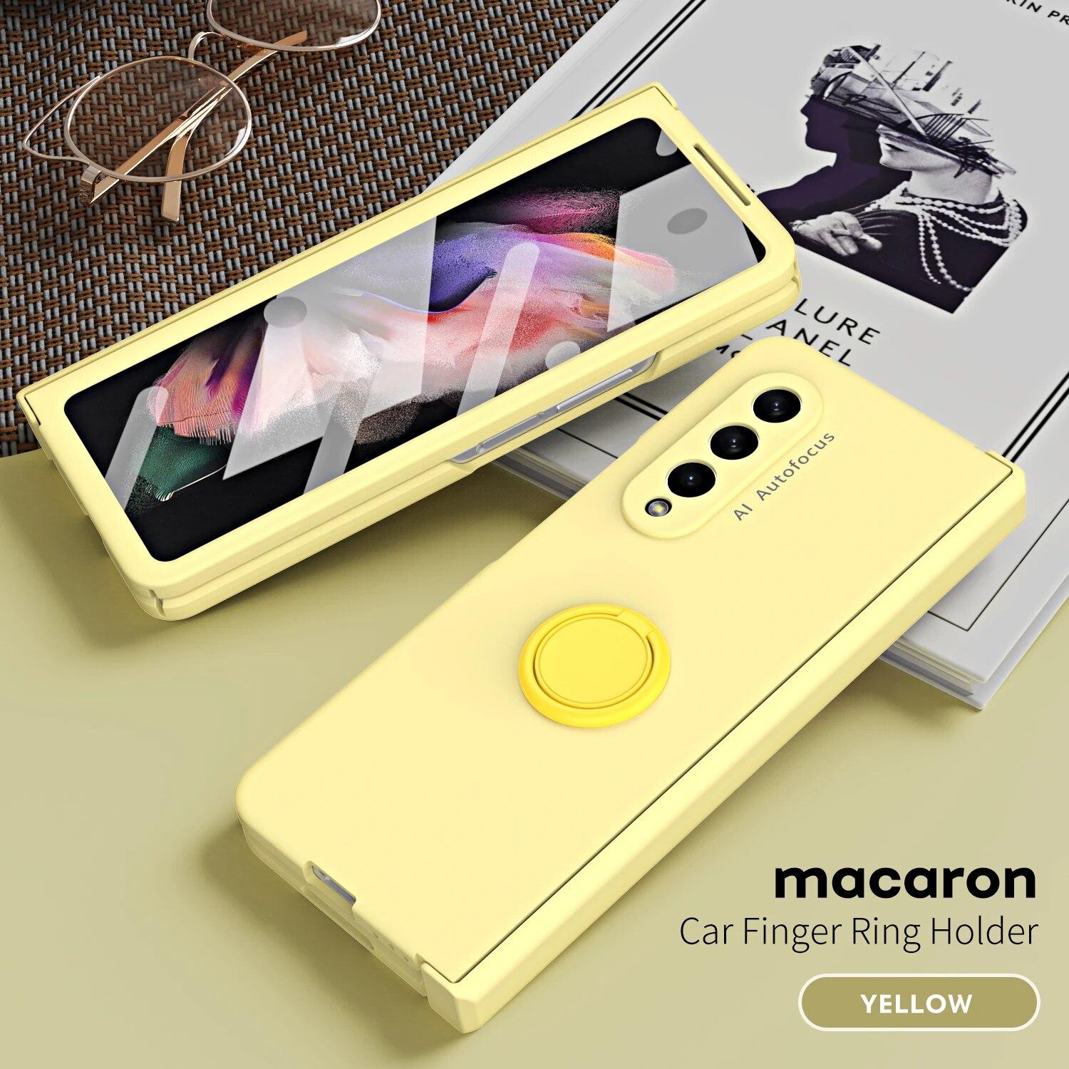 

Противоударный защитный чехол с магнитной петлей для Samsung Galaxy Z Fold 5 4 3 2, автомобильный держатель с кольцом, подставка, защитная крышка на весь экран For Galaxy Z Fold 3 зелёный