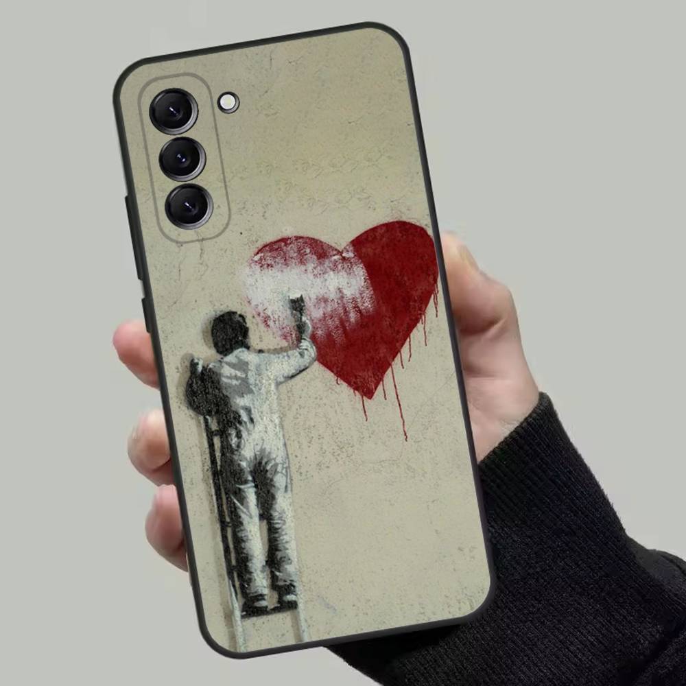 Banksy Graffiti War Phone Case For Samsung Galaxy A13,A21s,A22,A31,A32,A52,A53,A71,A80,Soft Black Shell