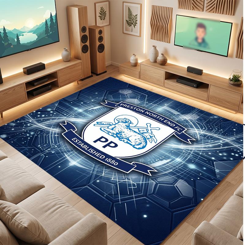 Tappeto in Velluto di Cristallo con Stampa del Preston North End Football Club, Comodo Assorbente d'Acqua Antiscivolo per Pavimenti Interni
