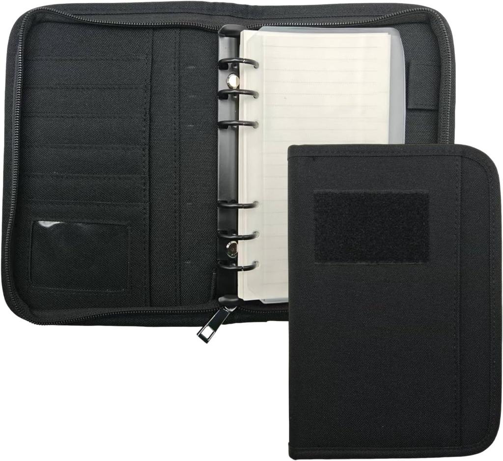 Military Padfolio Ring Binder with 45 Sheets, Weatherproof Tactical Notebook Cover with Zippered for Folders, Cards, Army Military Notebook, Detachabl