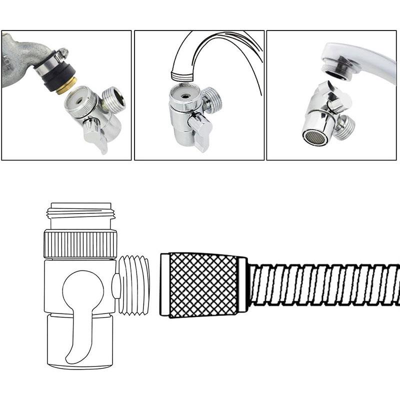 Supapă de deviere de duș din aliaj premium pentru robinet de chiuvetă de bucătărie sau baie Adaptor mental cu un singur mâner Crom lustruit