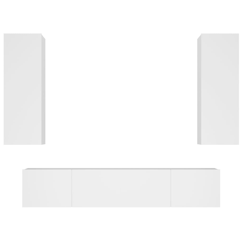 4 Piece TV Cabinet Set White Particleboard
