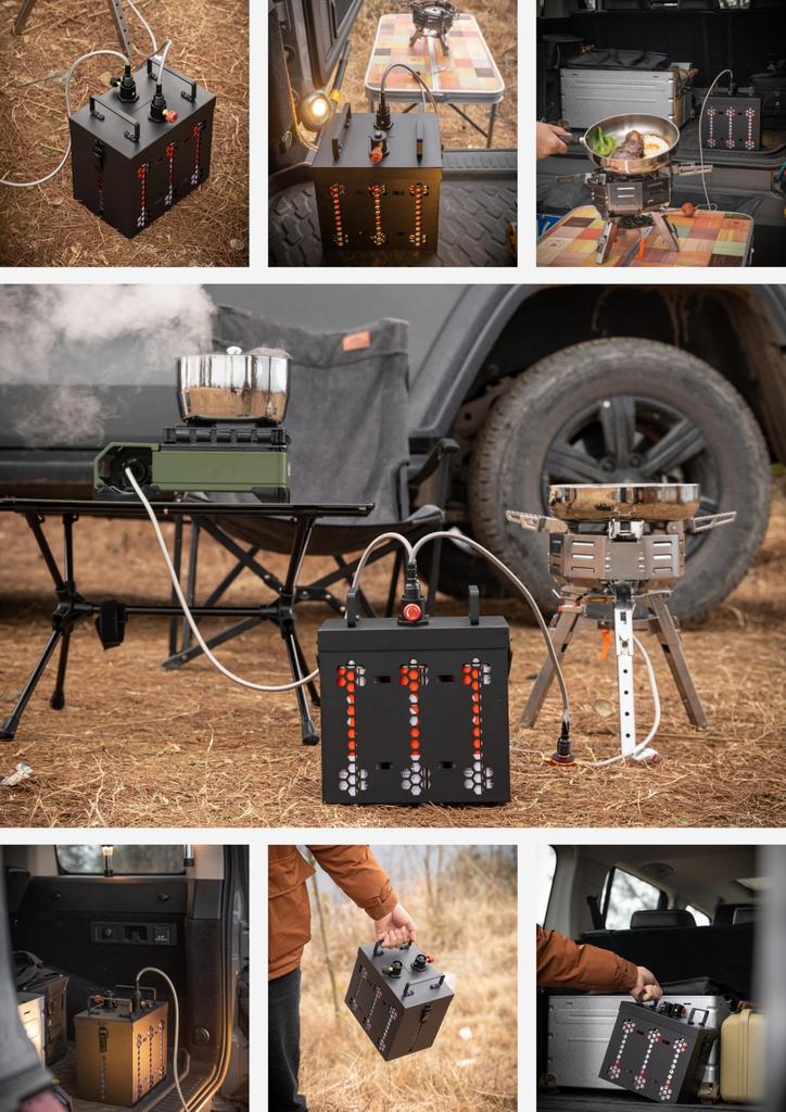 CAMPING MOON CB Can Gas Station, 6-Can Type, Simple Gas Supply Unit, LP Gas Regulator, Specifications BKZ63-Z55