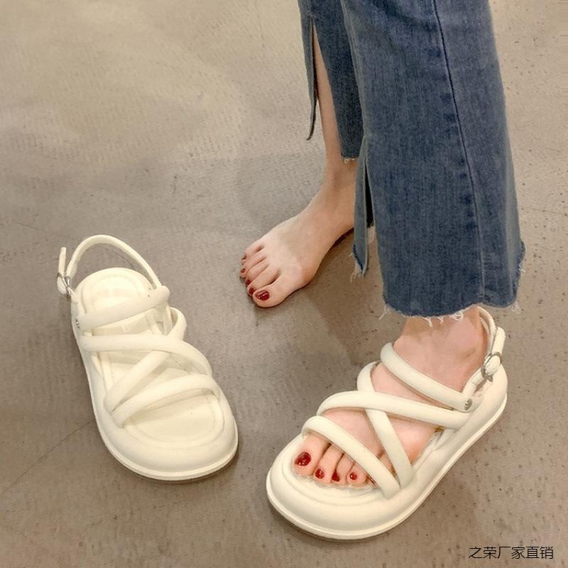 

Римские сандалии женские лето 2025 новая мода ретро универсальные маленький человек платформа повседневные удобные сандалии Жун 40