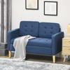 Modern Loveseat Sofa, Compact 2 Seater Sofa with Hidden Storage, 117cm Tufted Cotton Couch with Wood Legs, Blue