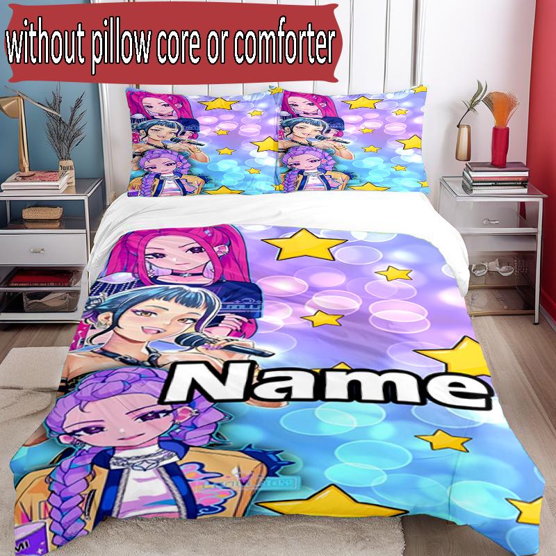 Set copripiumino 3 pezzi (1*Copripiumino + 2*Federe, Senza Nucleo), Set Biancheria da Letto Personalizzato con Nome KPop Cacciatori di Demoni, Decorazione Camera da Letto Casa Regalo