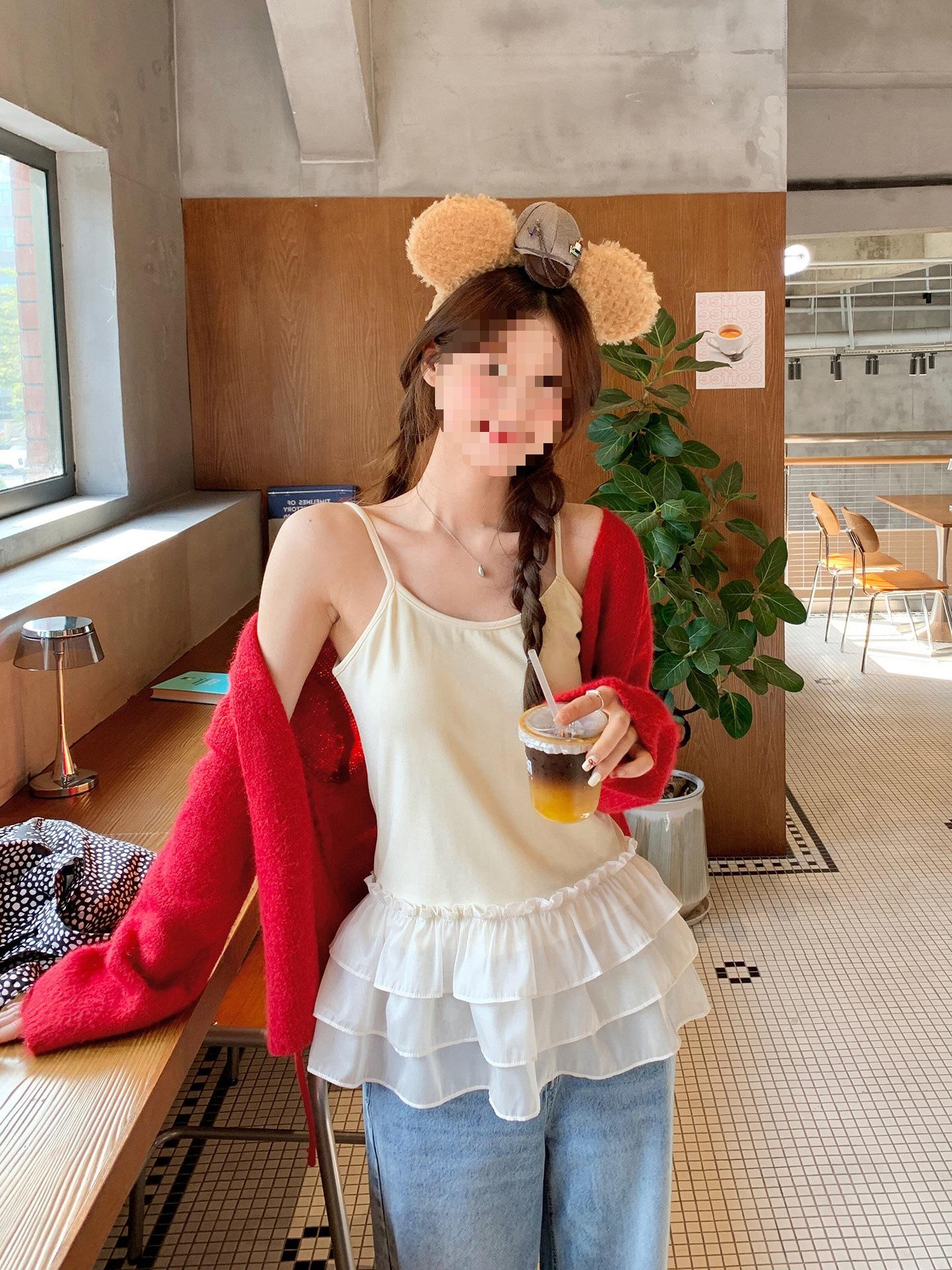 Women s Spring Summer Ballet Style Lace Patchwork Sleeveless Camisole Small абрикосовый света